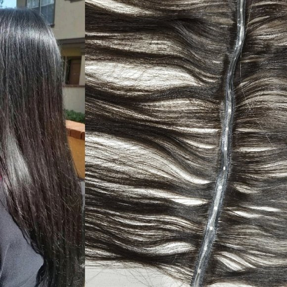 18″ Butterfly Double Genius Wefts(holes) 100% Human Remy Hair extensions #1B